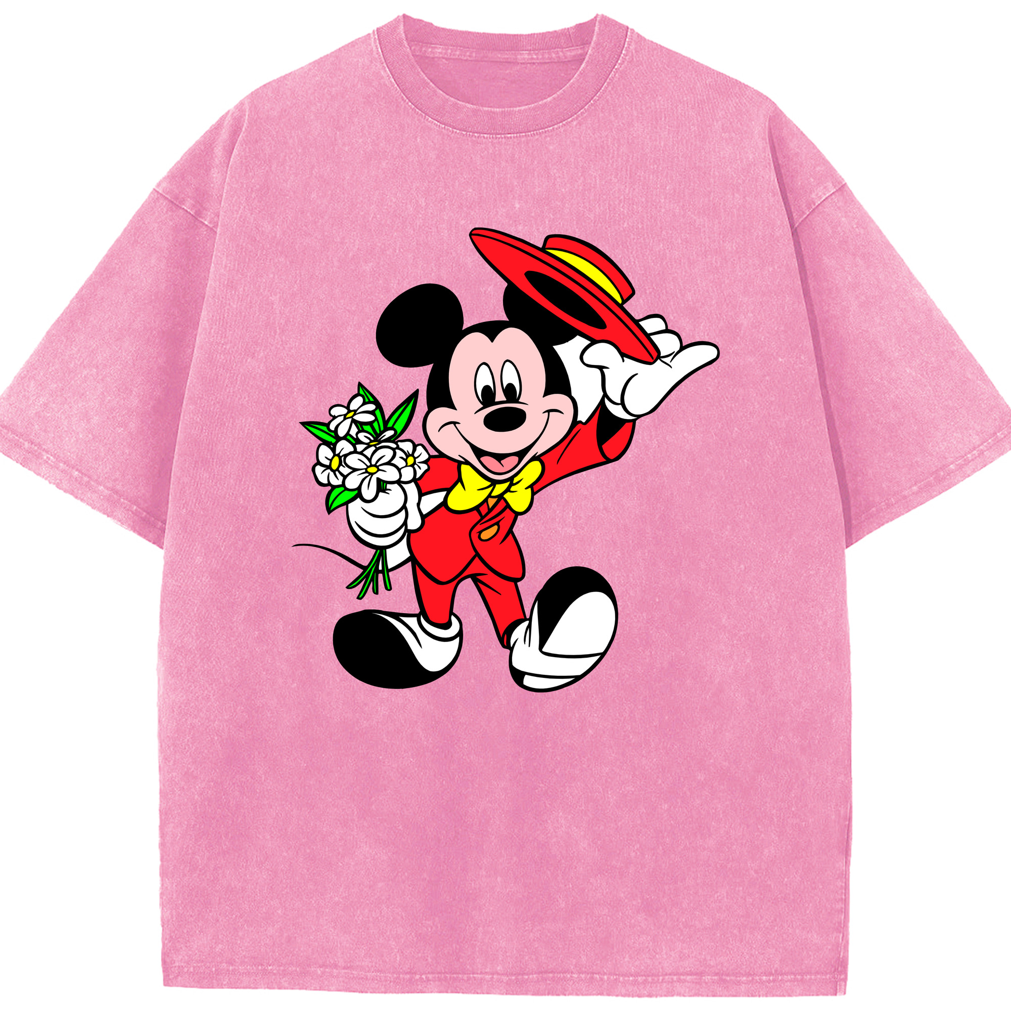 （画像用） ミッキーマウス Mickey Mouse 綿100% ヴィンテージ風 半袖Tシャツ（フロントプリント）